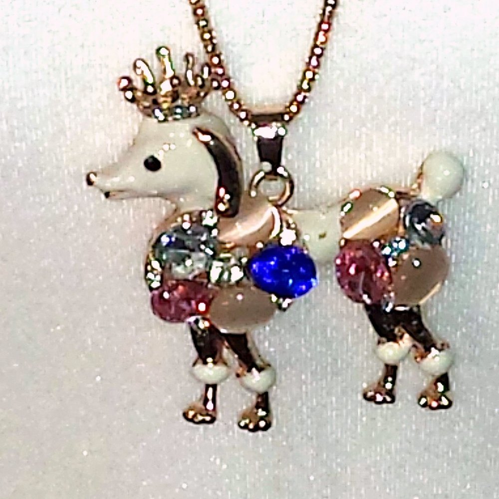 Bejeweled Poodle Pendant on Rosegold